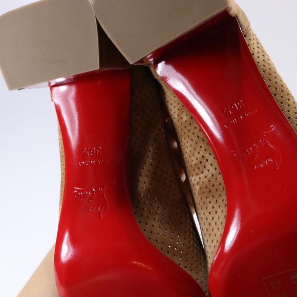 Incastrana 55mm Tan Biscotto Perforated Suede Padded Round Pumps D520 - Picture 12 of 12